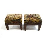 A pair of 1920's carpet upholstered footstools