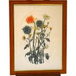 Barbara Dauman (Contemporary) Thistle II Chrysanthemums II Two coloured prints signed in pencil and