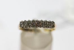 A 9 carat gold diamond half hoop ring, set with small single cuts, finger size U, 2.