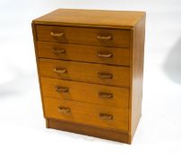 A mid-20th century G-plan chest of five drawers,