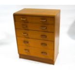 A mid-20th century G-plan chest of five drawers,