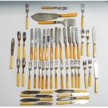 A set of six fruit knives and forks,