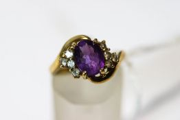 A 9 carat gold cluster dress ring, finger size N1/2,