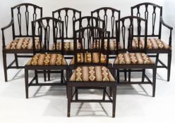 A set of eight mahogany Sheraton style dining chairs, including two carvers,