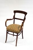 A Jacob and Josef Kohn bentwood armchair, stamped to underside,