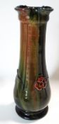 An Elton Pottery vase, of tapering baluster form with crimped rim, painted marks to base,