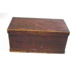 A pine blanket box with two handles, painted to simulate oak,