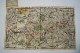 A cloth backed District Railway Map of London, undated but c1900, 6th edition,