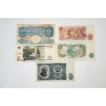 An English blue one pound banknote, a green one pound banknote,