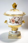 A Chamberlain Worcester urn shaped vase and cover, on pedestal base,