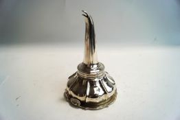 A Georgian silver wine funnel, indistinctly marked for London, with applied crested cartouche,
