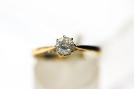 A 9 carat gold single stone cubic zirconia ring, finger size Q1/2, 1.