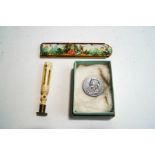 A bone handled and metal desk seal with a Stanhope of Torquay set in the handle;