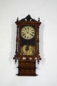 A rosewood and marquetry cased American wall clock, 90cm highj, 36cm wide,
