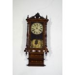 A rosewood and marquetry cased American wall clock, 90cm highj, 36cm wide,