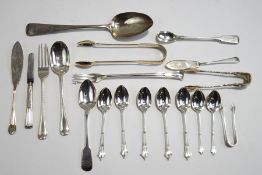 A collection of silver flatware, some antique,