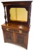 A Victorian mahogany mirror back sideboard, with carved detail to the drawers and cupboards,
