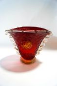 A Murano red glass vase with gold inclusions, by Archimede Seguso,