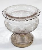 A 19th century footed glass centrepiece bowl, with wide shaped edged rim,