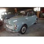 A 1967 Morris Minor Tourer, registration number NDM 477E, chassis number M/A2S5D1178858, grey.