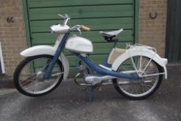 A 1964 NSU Quickly S2/23, registration number CTE 619B, chassis number 1023262, blue and grey.