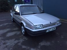 A 1988 Austin Montego, registration number F927 AOK, silver. A project car for recommissioning.