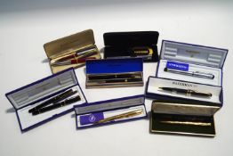 A collection of Waterman fountain and ballpoint pens, and propelling pencils,