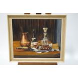 P.H. Keen Still Life with Brandy Oil on Canvas Signed lower right 49.5cm x 59.