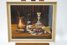 P.H. Keen Still Life with Brandy Oil on Canvas Signed lower right 49.5cm x 59.