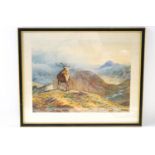 After Thornburn Stag in a Highland landscape Coloured print 44cm x 56cm