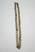 A 9 carat gold necklace, of solid filed curb links, 53 cm long,