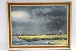 Johnnie Walker 'Storm over the Broads' Watercolour Signed lower right 49cm x 69cm