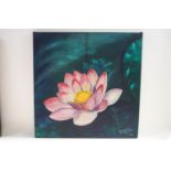 Varosha Lamb (Contemporary) Lotus Flower Oil on unframed canvas Signed and dated,