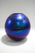 A Siddy Langley studio glass vase, of globular form, engraved signature and the year 1999,