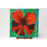 Varosha Lamb (Contemporary) Hibiscus Flower Oil on unframed canvas Signed and dated lower