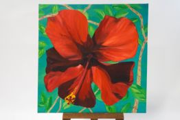 Varosha Lamb (Contemporary) Hibiscus Flower Oil on unframed canvas Signed and dated lower