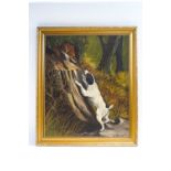 W.Hobson Fox and Terrier Oil on canvas Signed lower right 61cm x 50.