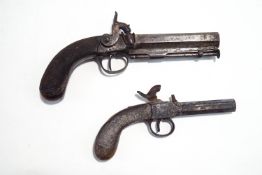 Two 19th century percussion lock pistols, one stamped Cogswele, 224 Strand,