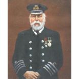 20th Century School Captain Edward J Smith Oil on card 25cm x 19.
