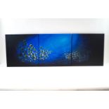 Samm Mackinnon (Contemporary) Tropical Fish Shoals - 'Angelfish' Triptych oil on canvas Signed