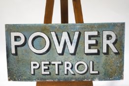 A painted metal Power Petrol advertising sign, 52.