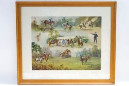 After John King The Pony Club 1929-1979 Coloured print Signed and numbered 180/250 in pencil,