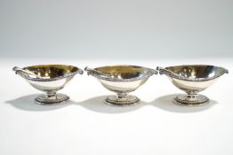 A set of three cast silver Victorian salts, by Frederick Brasted, London 1882,