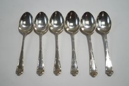 A set of six silver dessert spoons, by Roberts & Belk, Sheffield 1941,