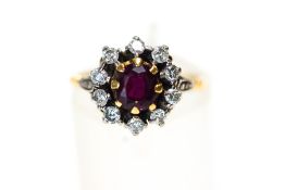 A garnet and diamond cluster ring,