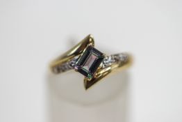 A mystic topaz and diamond ring, stamped '9K' and '375', finger size N1/2, 1.