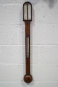 A 19th century mahogany stick barometer, the dial inscribed F.