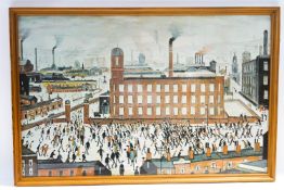 After L.S.Lowry, a vintage print, titled 'An Industrial Scene 1965', 50cm x 77.
