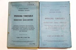 A quantity of Railway working timetables for the Western region,