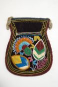 A 19th century beaded purse, possibly Native American,